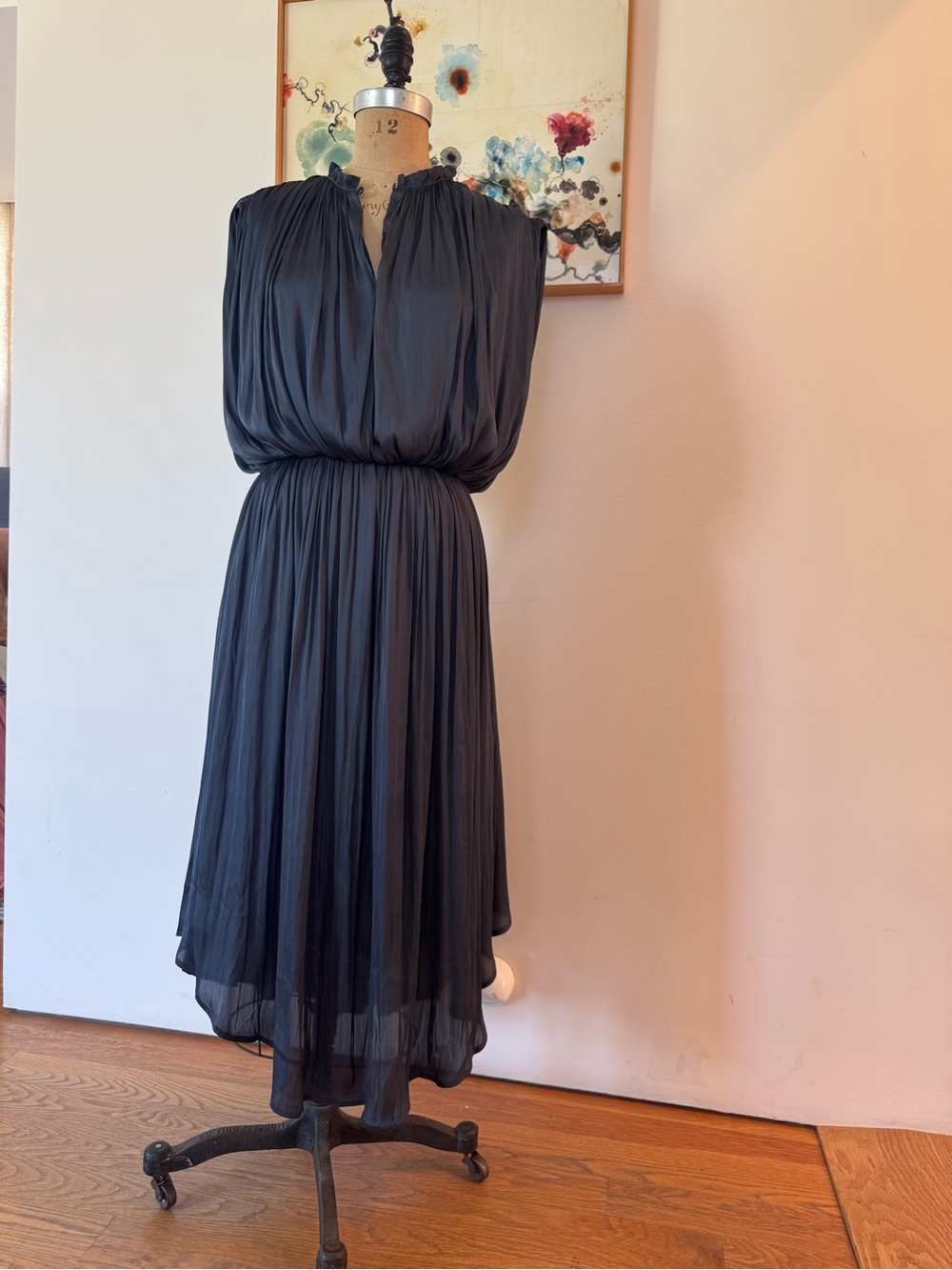 Current Air Pleated Steel Blue Midi Dress